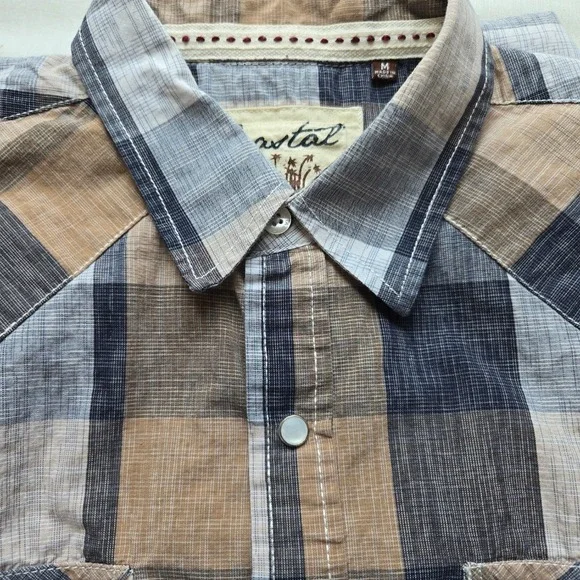 Coastal‎ Western Shirt Plaid Pearl Snap Button Up Cowboy Rodeo Medium - Picture 8 of 9